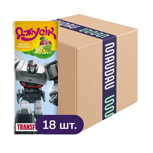 Упаковка нектара Джусік Transformers Яблочно-виноградный 2.4 л (200 мл х 18 шт.) - фото 1