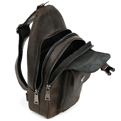 Модный рюкзак слинг на одну шлейку коричневый TARWA 17х7х33.5 см sum0028457 - фото 7