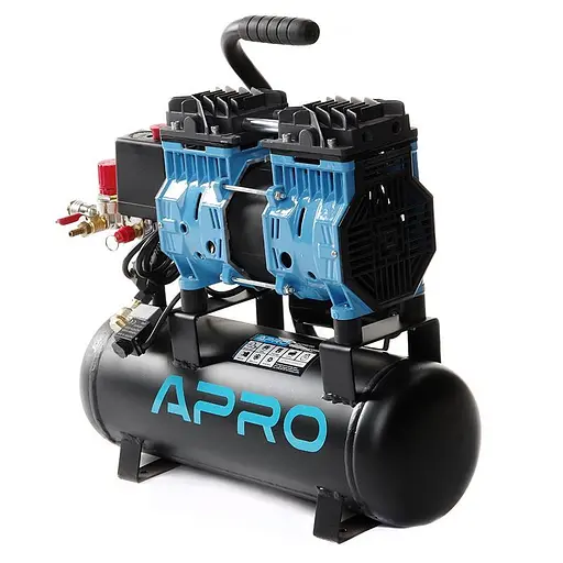 Компресор двоциліндровий безмасляний Apro OFE-9 0,6кВт 152 л/хв 9 л 30412 - фото 2