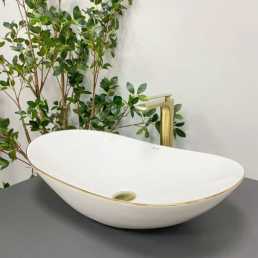 Умивальник VBI Turin white gold Edge накладний VBI-011508, Золотий - фото 5