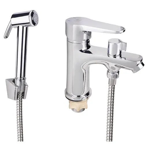 Змішувач для раковини Lidz (CRM) 14 34 001FB з лійкою для гігієнічного душу, Хром - фото 1