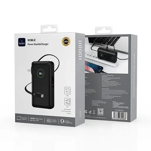 Портативний ЗП Power Bank WIWU Wi-P049 22.5W+PD35W with cable 10000 mAh Black - фото 2