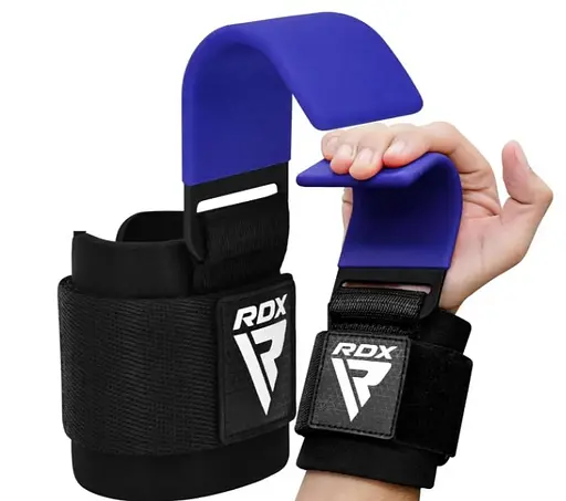 Крюки для тяги на запястье RDX W5 Gym Hook Strap Blue Plus (WAN-W5U+) - фото 2