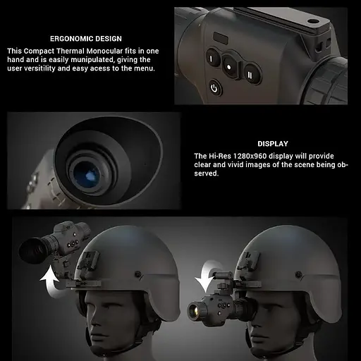 Тактический тепловизионный монокуляр ATN ODIN LT 320 2-4X на шлем - фото 5