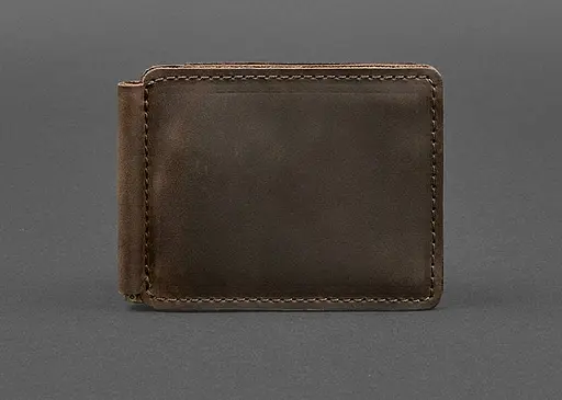 Кожаный портмоне 13.0 зажим темно-коричневый Crazy Horse - фото 1