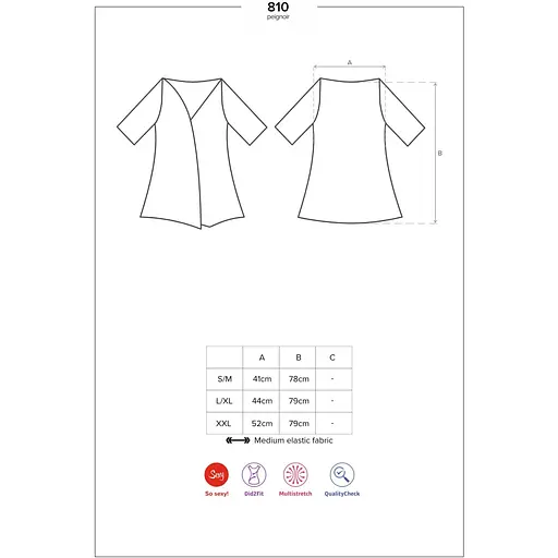 Сатиновый открытый пеньюар на поясе Obsessive 810-PEI-1 peignoir Black S/M, черный - фото 7