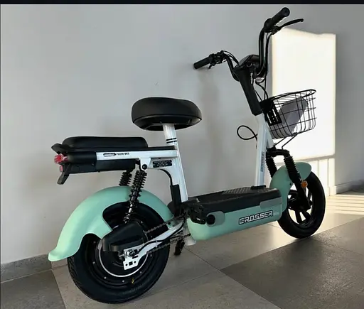 Электроскутер двухместный Crosser Mini+Pas-система зеленый - фото 4