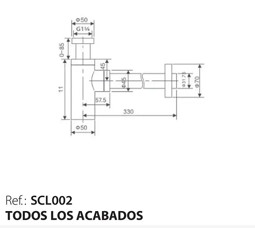 Сифон для умивальника Imex PVD матове золото SCL002/OC, Золотий - фото 2