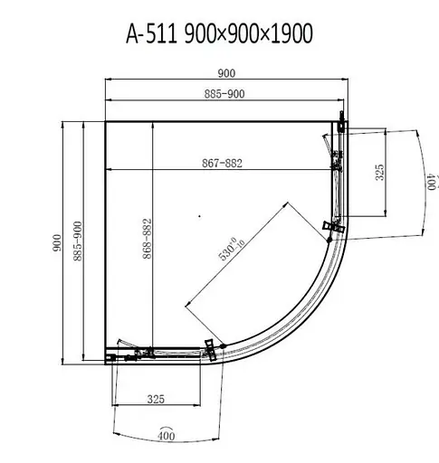 Душевая кабина Dusel A-511 100x100x190 шиншилла, Уни ниверсальная, матовый, хром, 100x100 - фото 2