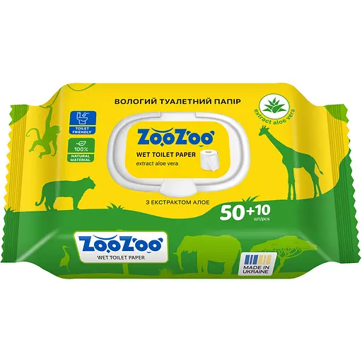 Туалетний папір ZooZoo Aloe вологий 60 шт. - фото 2