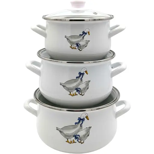 Набор кастрюль Verona эмалированные с крышками 1.6 л, 2.3 л, 3 л (VR-0002-03)