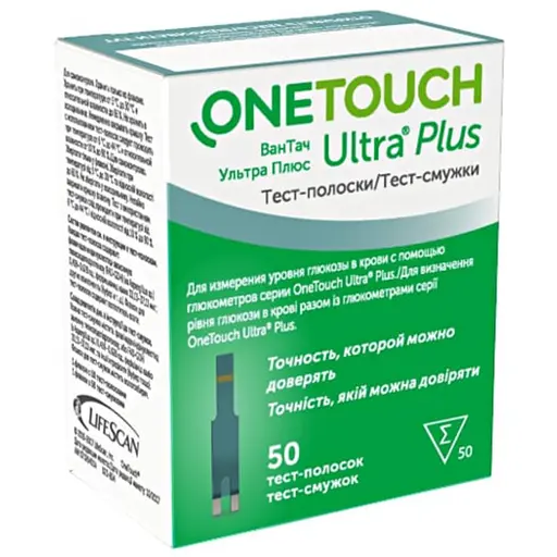 Тест-смужки One Touch Ultra Plus 50 шт. - фото 1