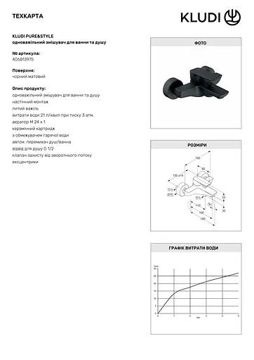 Смеситель для ванны Kludi Pure&Style черный мат 406813975 - фото 3