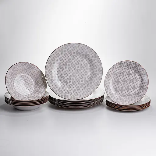 Столовий сервіз золотий на 6 персон 24 предмети набір порцелянових тарілок для сервірування столу сервіз тарілок Коричневий Yiwu HP-HK-A9 - фото 2