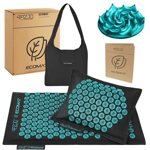 Коврик акупунктурный с подушкой 4FIZJO Eco Mat Аппликатор Кузнецова 4FJ0421 Black/Blue (P-5907739316684) - фото 1