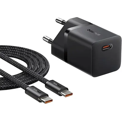 СЗУ Baseus GaN5 Fast Charger (mini) PD25W (1USB-C) + кабель Type-C to Type-C (P10110909113) - фото 2