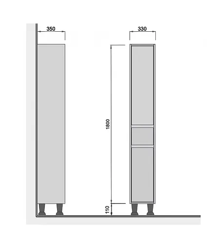 Пенал Мойдодыр Prime П-33к белый напольный шкаф с корзиной, Белый - фото 4