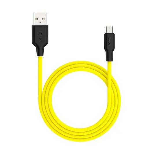 Дата кабель Hoco X21 Plus Silicone MicroUSB Cable (1m) Black / Yellow - фото 2