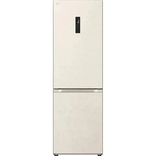 Холодильник LG с нижней морозильной камерой 186x60х68, холод.отд.-234л, мороз.отд.-110л, 2дв., А++, NF, инв., дисплей снаружи, зона освещения, Metal Fresh, бежевый - фото 1