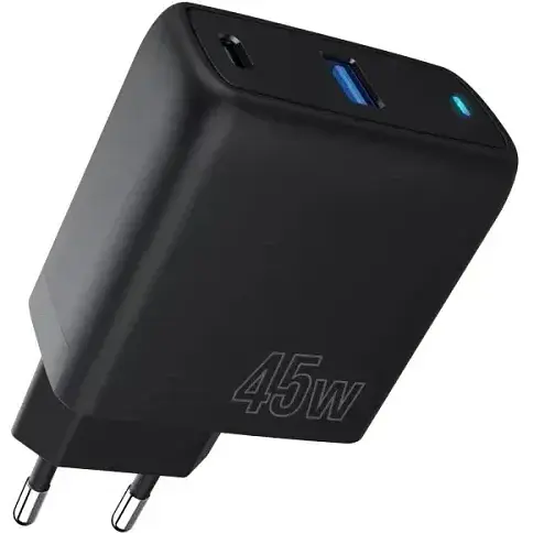 Мережевий зарядний пристрій Proove Silicone Power, чорний, 45 Вт, 1xType-C (25 Вт, PD3.0) / 1xUSB (20 Вт, QC3.0) (WCSP45110001) - фото 1