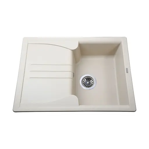 Гранитная мойка Globus Lux Balaton слоновая кость 680x500 мм, Бежевый - фото 1