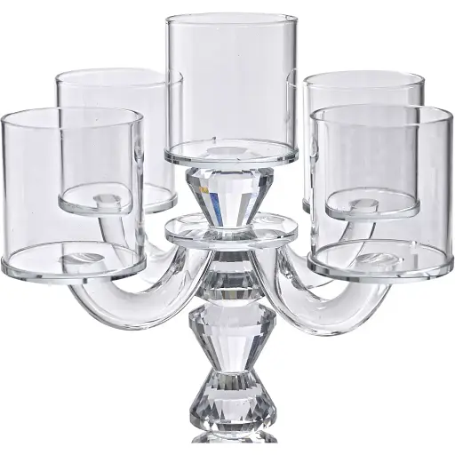 Підсвічник канделябр Yiwu Flora скляний на 5 свічок 24 см HP-4-31 - фото 2