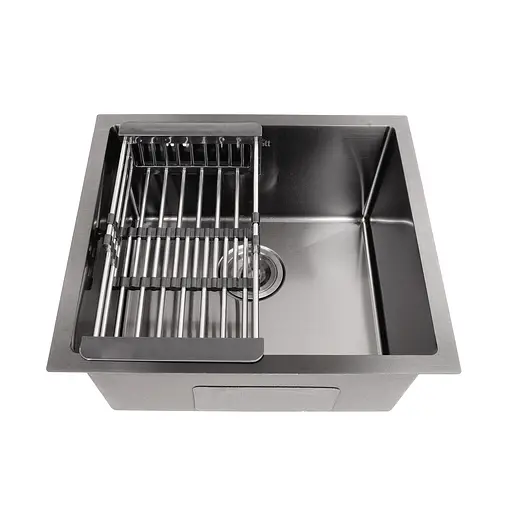 Кухонная мойка из нержавеющей стали черная 50 см под столешницу Nett NВ-5045, Черный - фото 4