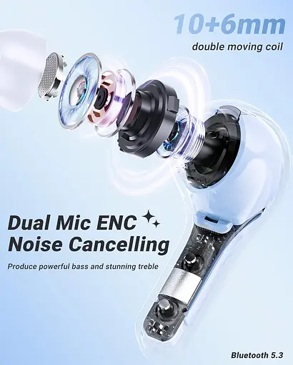 Навушники TWS Acefast T8 ice blue - фото 2