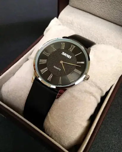 Чоловічий годинник Skmei 9092 Rome (Чорний з чорним циферблатом) - фото 7