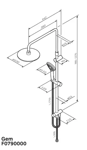 Душевая система AM.PM Gem ShowerSpot без смесителя F0790000 - фото 8