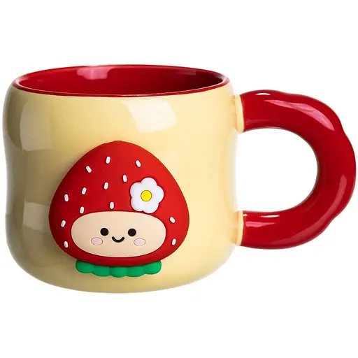 Чашка фарфоровая Yiwu 400 мл с магнитом желтый с красным Yiwu FM-53A