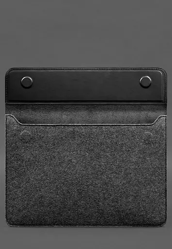 Чехол-конверт BlankNote с клапаном кожа+фетр для MacBook 16" Черный Crazy Horse - фото 3