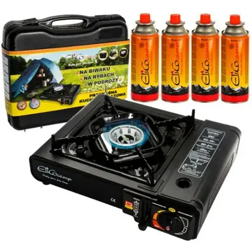 Плита газовая одноконфорочная Elico Camp JY-500A + 4 картриджа 227 г - фото 1