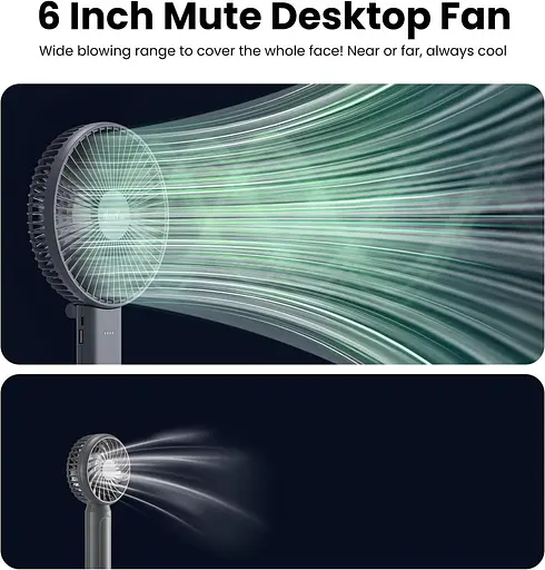 Портативный вентилятор HandFan 6" 4000 мАч с батарейным питанием - фото 3