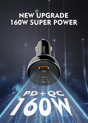Зарядное устройство для Ldnio c102 160 W 2 USB-С + 1 USB-A 3 port car charger адаптер быстрой зарядки - фото 2