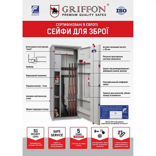 Сейф оружейный Griffon GE.300E - фото 3