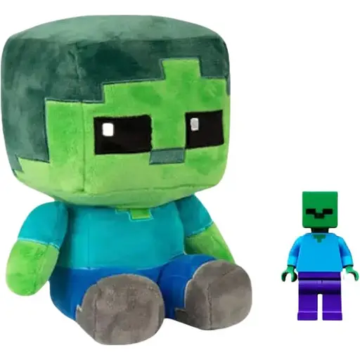 Мягкая игрушка Зомби из Майнкрафта (Minecraft) 20 см + человечек
