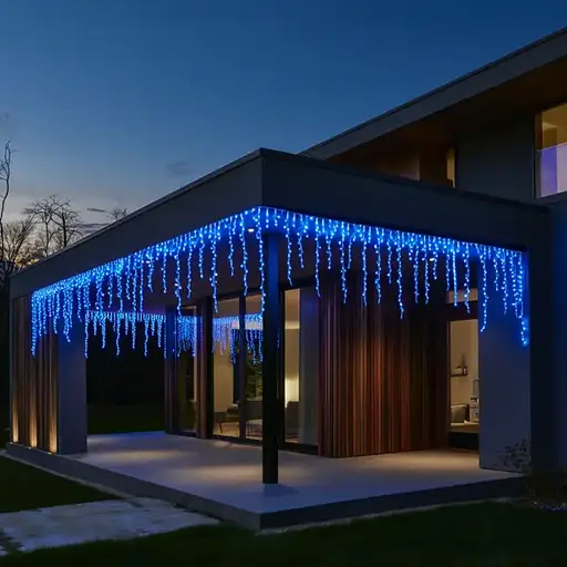 Вулична гірлянда Бахрома GarlandoPro 25 м 405 LED білий дріт Синій 25MWBL