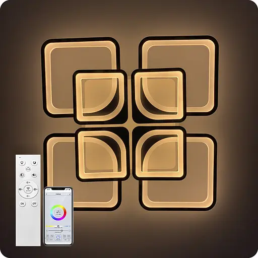 Люстра светодиодная 517 Light 3color с пультом 240Вт Черный (01758) - фото 10