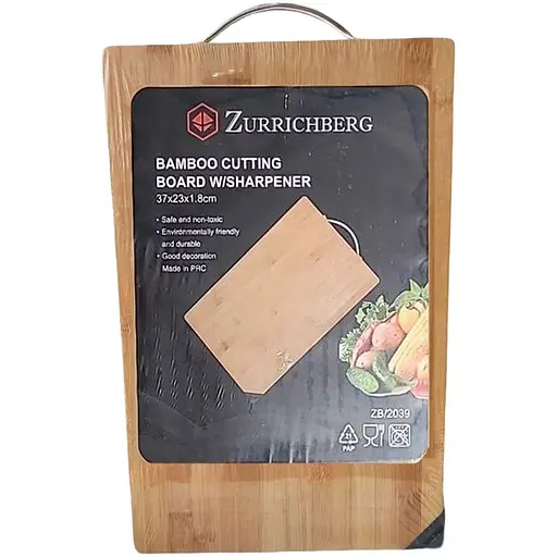 Бамбукова обробна дошка Zurrichberg ZB/2039 з точилкою для ножів 37x23x1.8 см - фото 1