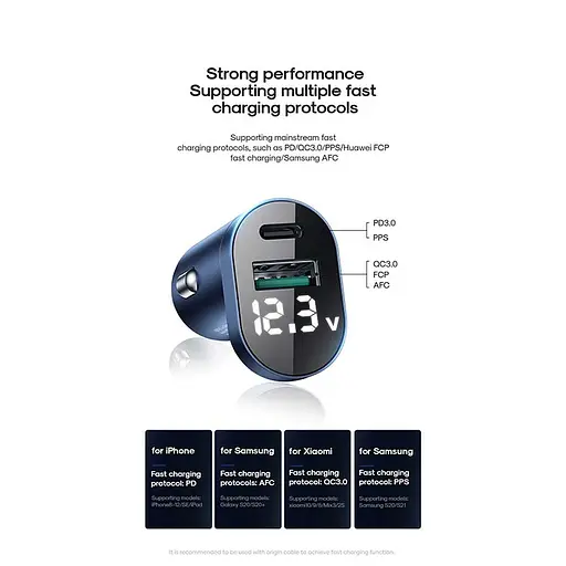 Автомобильный Зарядный адаптер JOYROOM Intelligent 2-port LED Fast Car Charger C-A17 - фото 4