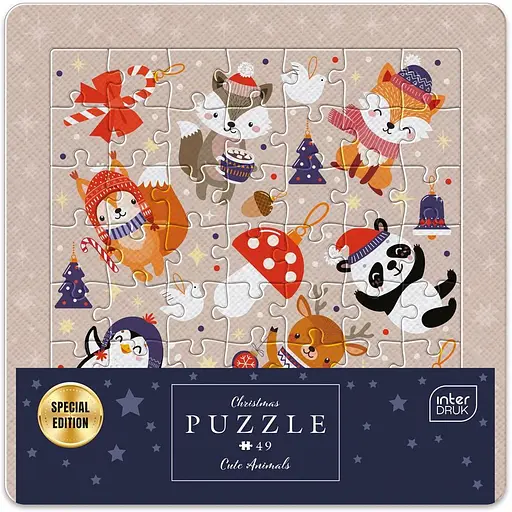 Пазлы трехслойные Interdruk Christmas Cute animals 49 шт. (376350)