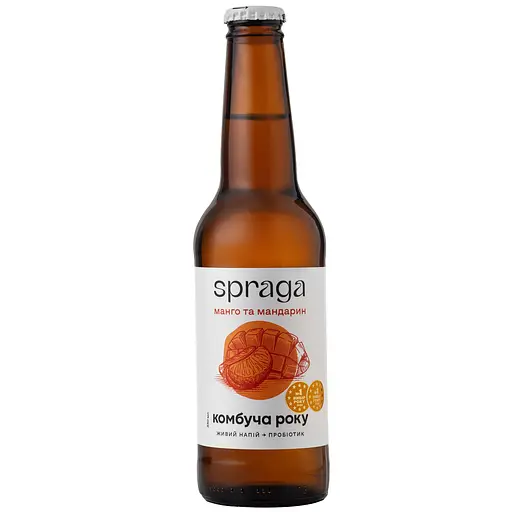 Напиток безалкогольный Spraga Комбуча манго и мандарин 330 мл - фото 1