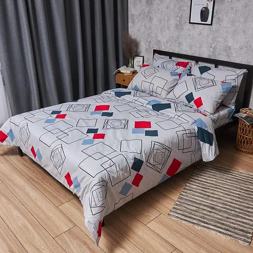 Комплект постельного белья Moon&Star Бязь Gold Люкс Urban Grid King Size 220x240 наволочки 4х50х70 - фото 1