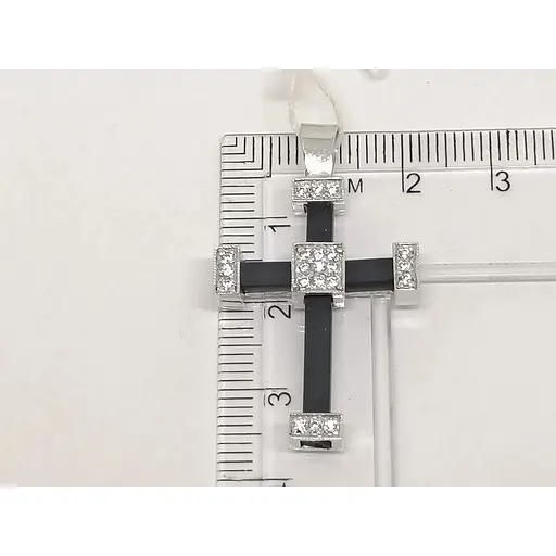 Золотий хрестик Гаразд з каучуком і фіанітами. 3541757Б - фото 5