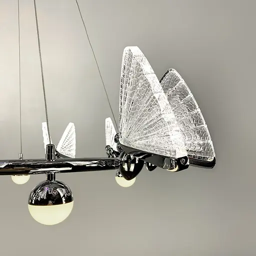 Світлодіодна люстра з 8 метеликами в срібному корпусі | Арт. CA 02/8 CH | Line F - фото 6