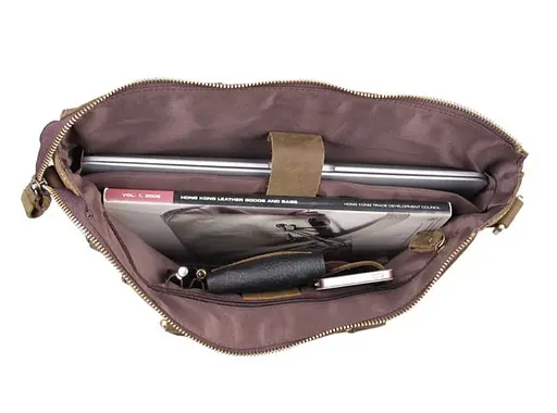 Мужская сумка из лошадиной винтажной кожи в коричневом цвете John McDee 38х7.5х30.5 см sum0028400 - фото 8