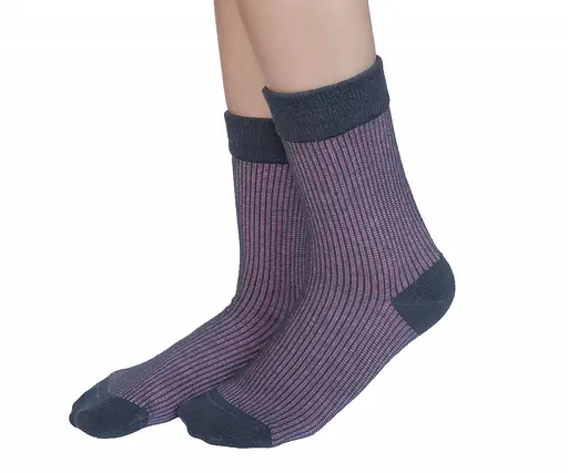 Высокие носки в полоску бесшовные 100% ORGANIC cotton JILL ANTONY серо-фиолетовые 38-40 - фото 1