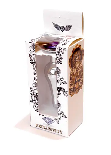 Анальна пробка з кристалом Jewellery Silver Butt Plug 9.3 см (фіолетовий) - фото 9