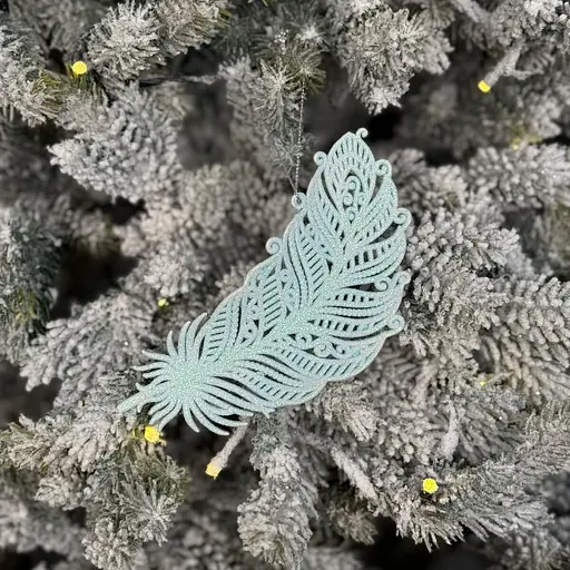 Елочная игрушка MIS LT Перо 7,5х15,5Х1,5 см голубой - фото 2